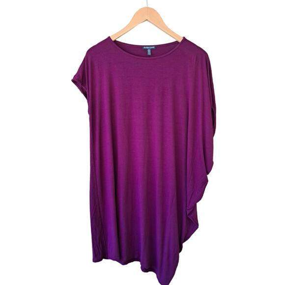 Eileen Fisher Purple Boysenberry Asymmetrical Shift Tunic Dress Petite Large - Picture 8 of 10